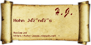 Hohn Jónás névjegykártya